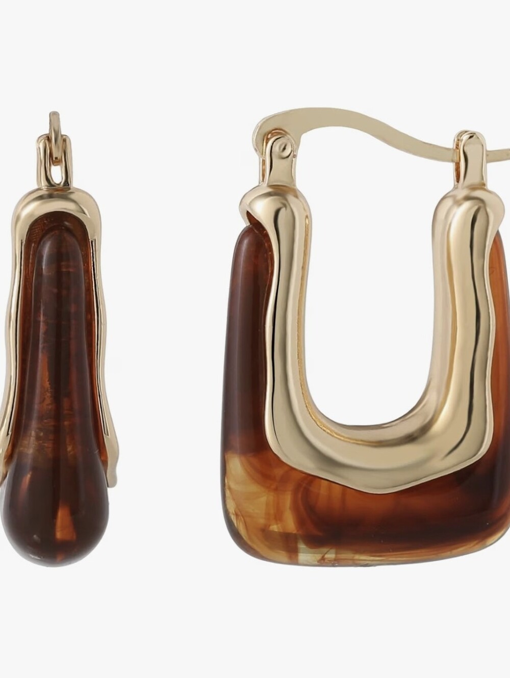Jessica Simpson Gold-Tone and Tortoiseshell Drop Hoop Earrings